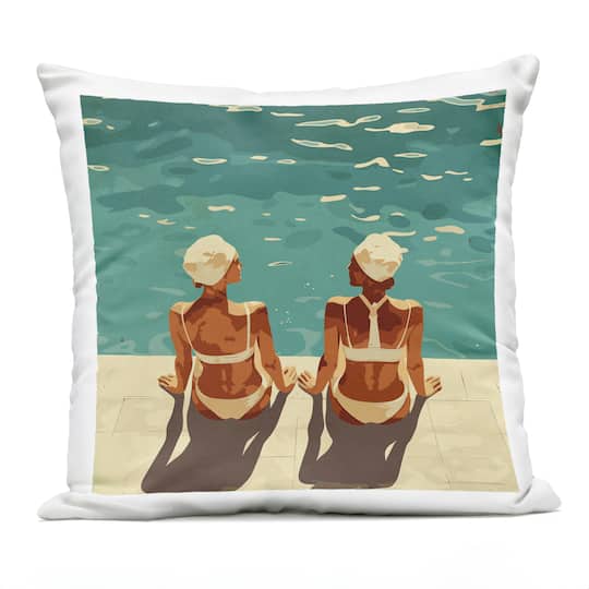 Stupell Industries 18" x 18" Swimmer Friends Duo Outdoor Print Throw Pillow